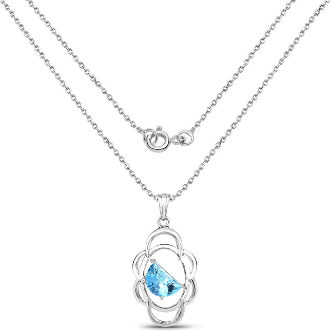 4.60 Carat Genuine Swiss Blue Topaz .925 Sterling Silver Pendant