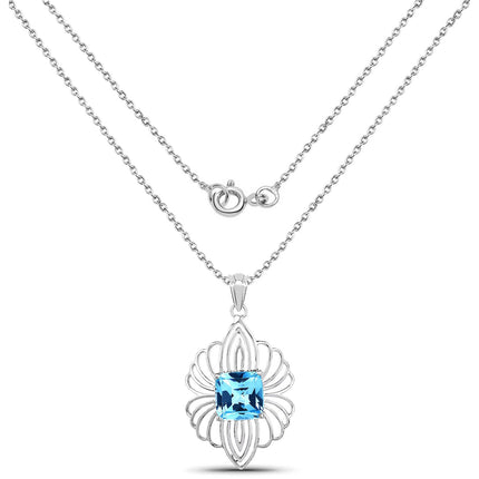 8.18 ct. Genuine Swiss Blue Topaz .925 Sterling Silver Pendant