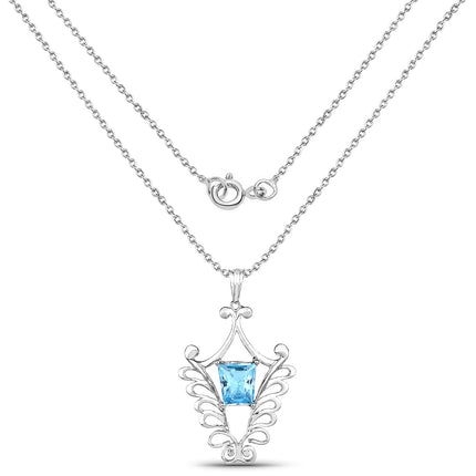 5.68 Carat Genuine Swiss Blue Topaz .925 Sterling Silver Pendant