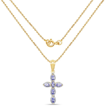 14K Yellow Gold Plated 0.84 Carat Genuine Tanzanite .925 Sterling Silver Pendant
