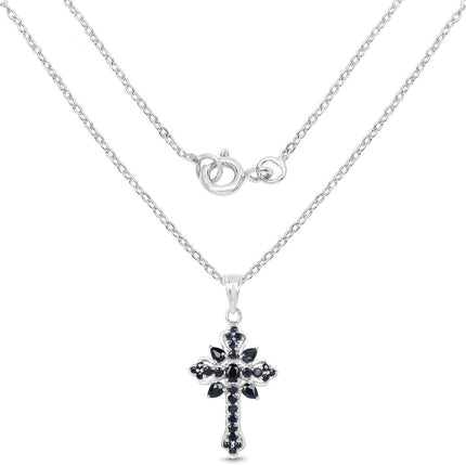 1.52 Carat Genuine Blue Sapphire Sterling Silver Pendant