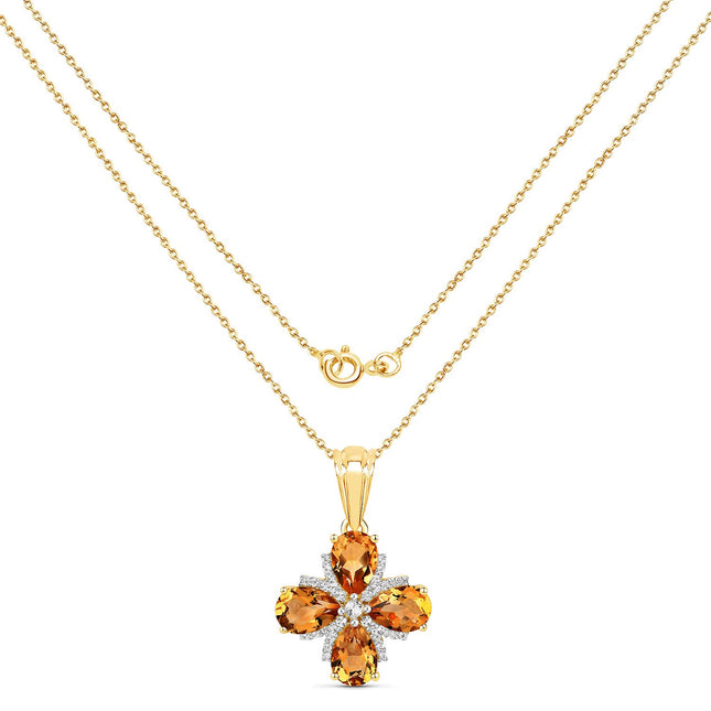 2.46 Carat Genuine Madeira Citrine and White Topaz .925 Sterling Silver Pendant