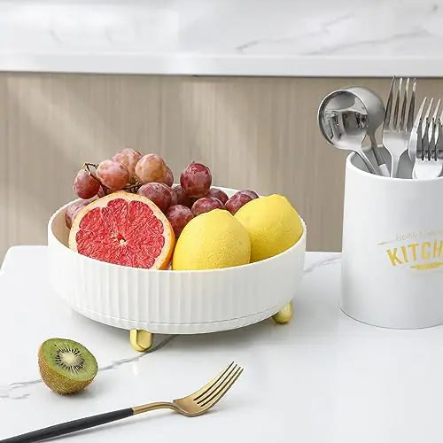 Anyoifax Makeup Perfume Organizer Tray 360 Degree Rotating Lazy Susan Skincare Lotion Organizer Spinning Cosmetics Storage for Dresser, Vanity, Bathroom Countertop, Large Ivory White 11 "