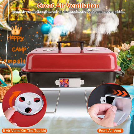 Portable Charcoal Tabletop Grill with Lid