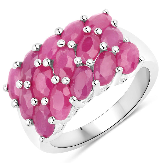 4.05 Carat Genuine Ruby .925 Sterling Silver Ring