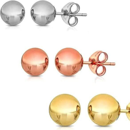 Stainless Steel Hypoallergenic Ball Shaped Stud Earrings