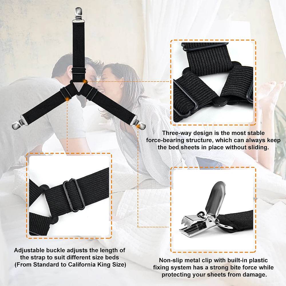 4-Piece Bed Sheet Holder Straps Set for Secure Mattress Fit