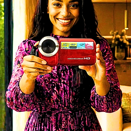 Red Mini Digital Camcorder HD Video Recorder | 16MP 720p 1.5" LCD 8x Zoom Compact DV Camera