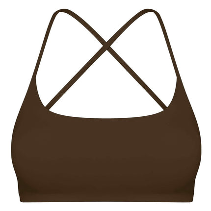 Women Cross Back Sport Bras Padded with Removable Pads Thin Straps