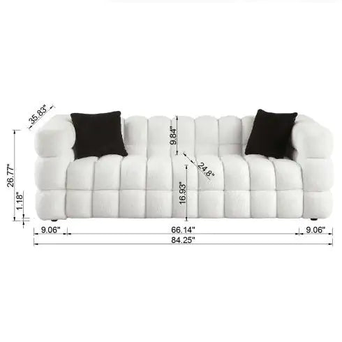 84.3 Length ,35.83 Deepth ,human Body Structure For USA People, Marshmallow Sofa,boucle Sofa ,White Color,3 Seater